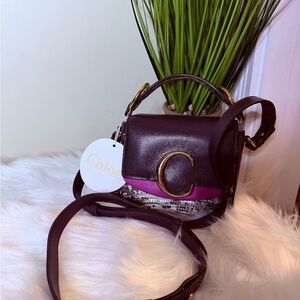 Chloe Dark Purple and Pink Crossbody Bag